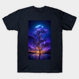 Tree of life glowing star like at night T-Shirt